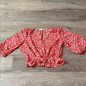Sienna Sky Red and White Floral Blouse